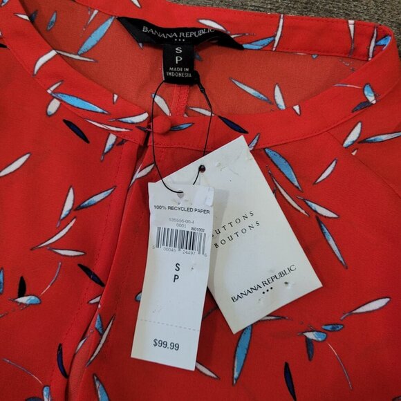 NWT BANANA REPUBLIC | Ruffle-Hem Swing Shift Dress Patterned | Sz. S - Picture 6 of 7